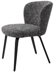 Casa Padrino sedia da pranzo di lusso nero / nero 57 x 69 x A. 81 cm - Sedia da cucina imbottita in design retrò - Mobili di lusso per sala da pranzo retrò