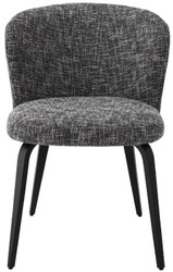 Casa Padrino sedia da pranzo di lusso nero / nero 57 x 69 x A. 81 cm - Sedia da cucina imbottita in design retrò - Mobili di lusso per sala da pranzo retrò
