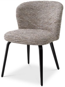 Casa Padrino sedia da pranzo di lusso beige / nero 57 x 69 x A. 81 cm - Sedia da cucina imbottita in design retrò - Mobili di lusso per sala da pranzo retrò