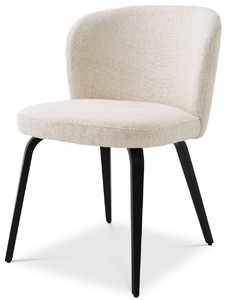 Casa Padrino sedia da pranzo di lusso naturale / nero 57 x 69 x A. 81 cm - Sedia da cucina imbottita in design retrò - Mobili di lusso per sala da pranzo retrò