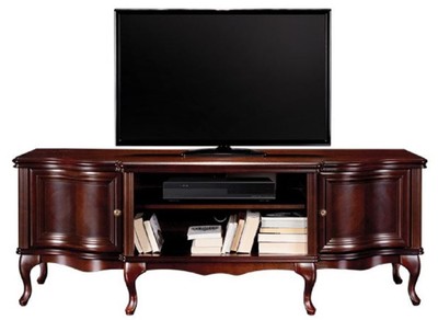 Casa Padrino armoire TV Art Nouveau de luxe marron foncé 176 x 48 x H. 63,1 cm - Elégant buffet en bois massif avec 2 portes - Mobilier de Salon Baroque & Art Nouveau