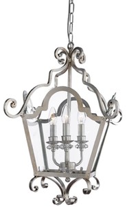 Casa Padrino luxury baroque living room hanging lamp silver 40 x 40 x H. 62 cm - Handmade metal lantern with Swarovski crystal glass - Luxury Quality - Made in Italy - Noble & Magnificent
