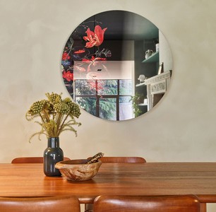 Casa Padrino Luxus Wandspiegel Mehrfarbig Ø 100 cm - Runder Spiegel mit Blumen Design - Luxus Kollektion