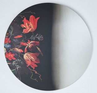 Casa Padrino espejo de pared de lujo multicolor Ø 100 cm - Espejo redondo con diseño de flores - Colección de Lujo