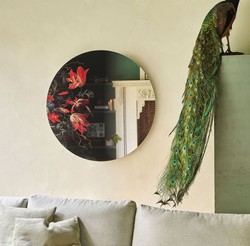 Casa Padrino espejo de pared de lujo multicolor Ø 100 cm - Espejo redondo con diseño de flores - Colección de Lujo