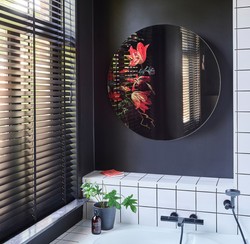 Casa Padrino espejo de pared de lujo multicolor Ø 100 cm - Espejo redondo con diseño de flores - Colección de Lujo