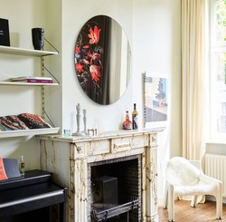 Casa Padrino espejo de pared de lujo multicolor Ø 100 cm - Espejo redondo con diseño de flores - Colección de Lujo