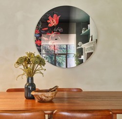 Casa Padrino espejo de pared de lujo multicolor Ø 100 cm - Espejo redondo con diseño de flores - Colección de Lujo