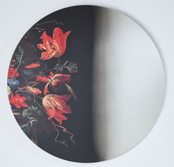 Casa Padrino espejo de pared de lujo multicolor Ø 100 cm - Espejo redondo con diseño de flores - Colección de Lujo
