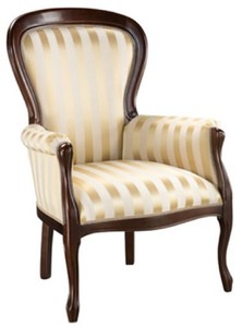 Casa Padrino fauteuil baroque de luxe avec rayures or / marron foncé 70 x 74 x H. 104 cm - Fauteuil de salon à rayures de style baroque - Mobilier de salon baroque