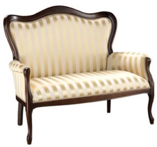 Casa Padrino canapé baroque de luxe avec rayures or / marron foncé 124 x 74 x H. 107 cm - Canapé de salon à rayures de style baroque - Meuble de salon baroque