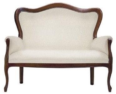 Casa Padrino canapé baroque de luxe crème / marron foncé 124 x 74 x H. 107 cm - Elégant canapé de salon de style baroque - Meuble de salon baroque