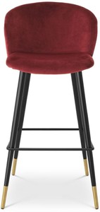 Casa Padrino chaise de bar de luxe bordeaux rouge / noir / or 50,5 x 54 x H. 102 cm - Tabouret de bar de luxe avec dossier et velours noble - Meuble de bar de luxe