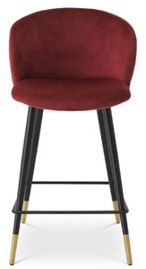 Casa Padrino chaise de bar de luxe bordeaux rouge / noir / or 50,5 x 54 x H. 92,5 cm - Tabouret de bar de luxe avec dossier et velours noble - Meuble de bar de luxe