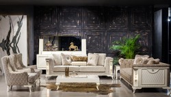 Casa Padrino sillón barroco de lujo gris claro / blanco / oro - Elegante sillón de salón con patrón - Muebles de salón en estilo barroco