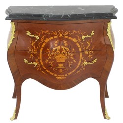 Casa Padrino Barock Kommode Braun Intarsien Mahagoni Schwarz Black Chest of Drawers Commode Furniture Interior Möbel Einrichtung