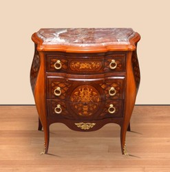 Commode baroque Casa Padrino marron / or 85 x 45 x H. 85 cm - commode en bois massif fait main avec 3 tiroirs et plateau en marbre - meuble baroque