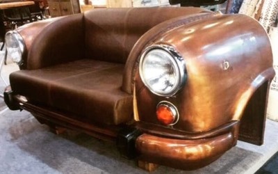 Casa Padrino sofá automóvil de diseño marrón / bronce 159 x 65 x A. 75 cm - Sofá de sala de estar en el diseño del automóvil - Muebles automóvil de sala de estar