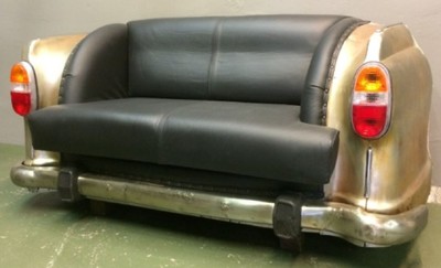 Casa Padrino designer car sofa black / gold / silver 163 x 70 x H. 78 cm - Living room sofa in the car design - Living room car furniture