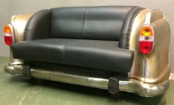 Casa Padrino sofá automóvil de diseño negro / oro / plata 163 x 70 x A. 78 cm - Sofá de sala de estar en el diseño del automóvil - Muebles automóvil de sala de estar