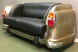 Casa Padrino sofá automóvil de diseño negro / oro / plata 163 x 70 x A. 78 cm - Sofá de sala de estar en el diseño del automóvil - Muebles automóvil de sala de estar