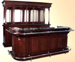 Casa Padrino coctelería de lujo con tapa de mármol marrón oscuro / negro / plata 279,4 x A. 223,5 cm - Barra de cócteles de madera maciza - Muebles de Bar - Muebles de Hotel y Restaurante