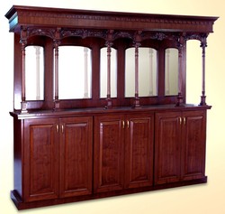 Casa Padrino coctelería de lujo con tapa de mármol marrón oscuro / negro / plata 279,4 x A. 223,5 cm - Barra de cócteles de madera maciza - Muebles de Bar - Muebles de Hotel y Restaurante