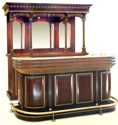 Casa Padrino luxury wine bar brown / dark brown / cream / gold 200.7 x H. 218.4 cm - Solid wood bar with lighting and marble top - bar furniture - Hotel & Restaurant Furniture