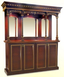 Casa Padrino luxury wine bar brown / dark brown / cream / gold 200.7 x H. 218.4 cm - Solid wood bar with lighting and marble top - bar furniture - Hotel & Restaurant Furniture