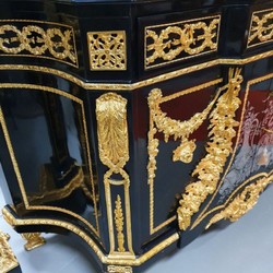Luxus Barock Kommode mit Säulen Schwarz Gold Luxury Baroque Chest of Drawers with Columns Black Gold 