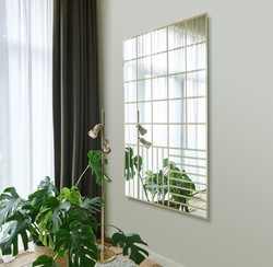Casa Padrino miroir mural de luxe or 100 x 2,5 x H. 158 cm - Miroir rectangulaire avec motif - Mobilier de Luxe