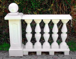 Casa Padrino balaustrada Art Nouveau con columna y bola decorativa blanco 133 x 33 x A. 110 cm - Barandilla de piedra maciza hechas del concreto más fino - Balaustradas de Jardín y Terraza