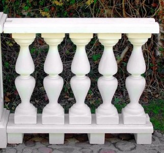 Casa Padrino balustrade Art Nouveau blanc 100 x 25 x H. 84 cm - Balustrade en pierre solide en béton le plus fin - Balustrades de Jardin et Terrasse