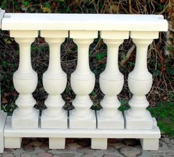 Casa Padrino balustrade Art Nouveau blanc 100 x 25 x H. 85 cm - Balustrade en pierre solide en béton le plus fin - Balustrades de Jardin et Terrasse