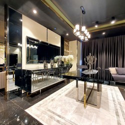 Casa Padrino tavolo da pranzo di lusso argento / oro 200 x 100 x A. 77 cm - Tavolo da cucina specchiato - Mobili da pranzo di lusso specchiato
