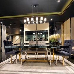 Casa Padrino tavolo da pranzo di lusso argento / oro 200 x 100 x A. 77 cm - Tavolo da cucina specchiato - Mobili da pranzo di lusso specchiato