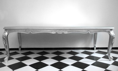 Tavolo da pranzo di lusso barocco Casa Padrino in argento 250 cm x 100 cm - Tavolo da pranzo - Made in Italy - Collezione Luxury Tavolo da pranzo di lusso barocco Casa Padrino in argento 250 cm x 100 cm - Tavolo da pranzo - Made in Italy - Collezione Luxury