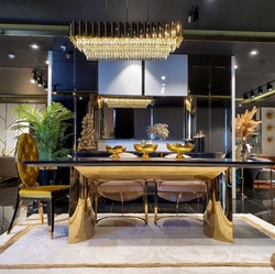 Casa Padrino luxury dining table black / gold 200 x 100 x H. 78 cm - Modern dining room table with glass top - Luxury dining room furniture