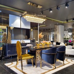 Casa Padrino luxury dining table black / gold 200 x 100 x H. 78 cm - Modern dining room table with glass top - Luxury dining room furniture