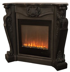Casa Padrino caminetto Art Nouveau di lusso con inserto per camini LED nero 118 x 43 x A. 111 cm - Caminetto Elettrico di Lusso