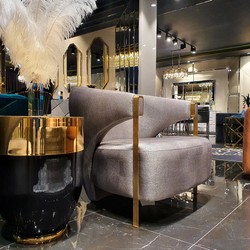 Casa Padrino luxury armchair silver / gold 82 x 78 x H. 86 cm - Living room armchair - Hotel Armchair - Luxury Furniture