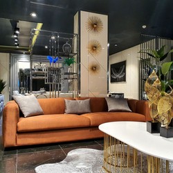 Luxus Designer Wohnzimmer Hotel Sofa Orange Gold Luxury Designer Living Room Hotel Sofa Orange Gold