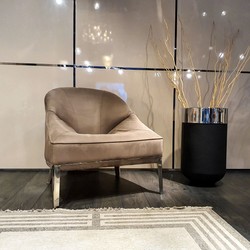 Luxus Designer Wohnzimmer Hotel Sessel Braun Silber Luxury Designer Living Room Hotel Armchair Brown Silver