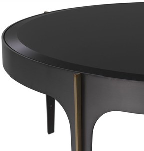 Casa Padrino Luxus Couchtisch Bronze / Messing / Schwarz Ø 94 x H. 34,5 cm - Runder Edelstahl Wohnzimmertisch mit Glasplatte - Luxus Wohnzimmer Möbel