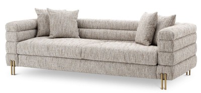 Casa Padrino canapé de luxe avec coussins beige / laiton 230 x 97 x H. 69 cm - Canapé de Salon - Canapé d'Hôtel - Mobilier de Luxe