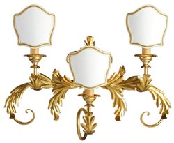 Casa Padrino luxury baroque wall lamp gold / white 55 x 17 x H. 42 cm - Handmade metal wall lamp with lampshades - Baroque wall lights