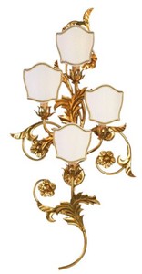 Casa Padrino lampada da parete barocco di lusso oro / bianco 46 x 14 x A. 92 cm - Lampada da parete in metallo fatta a mano con paralumi - Applique Barocco