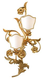 Casa Padrino lampada da parete barocco di lusso oro / bianco 35 x 14 x A. 67 cm - Lampada da parete in metallo fatta a mano con paralumi - Applique Barocco