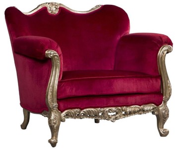 Casa Padrino sillón barroco de lujo rojo / oro antiguo - Sillón de salón adornado de estilo antiguo - Muebles de salón barrocos - Noble y Magnífico