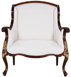 Casa Padrino luxury baroque armchair white / dark brown / gold - Magnificent living room armchair in baroque style - Baroque Living Room Furniture - Noble & Magnificent